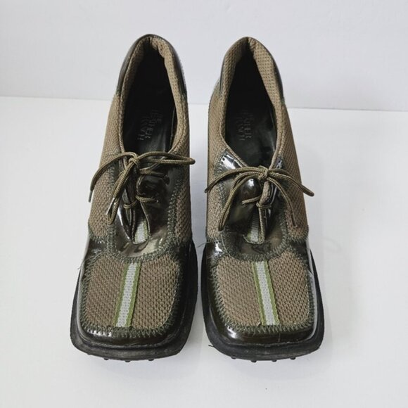 Vintage Leather Ranch Square Toe Bubble Sole Shoes Size 10 90s 1999 - Picture 2 of 6